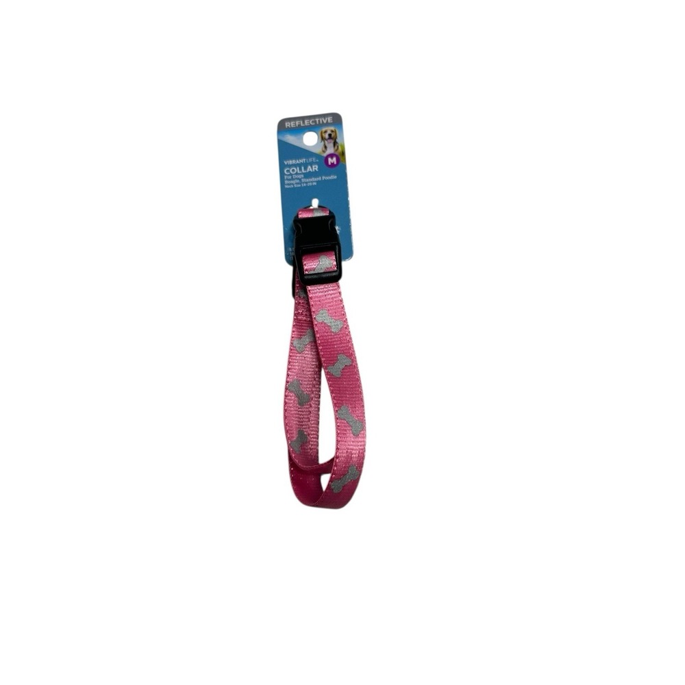 VIBRANT LIFE dog collar SIZE‎ MEDIUM neck size 14-20 in 20-50 lb reflective